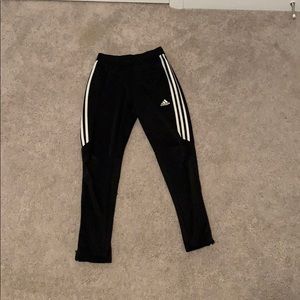Adidas black pants with white stripes